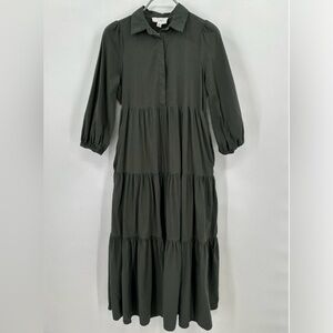 Pomander Place by Tuckernuck Sedona Sage Mabel Maxi Dress XS Long Sleeve Tiered